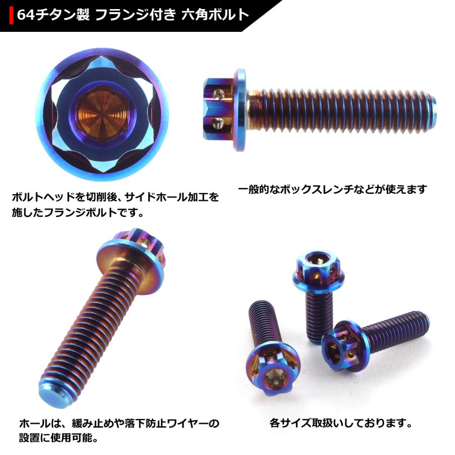 64チタンボルト M6×25mm P1.0 ヘキサゴン ホールヘッド 六角ボルト フランジ付き 六角穴付き 焼きチタンカラー 1個 JA866 | ブランド登録なし | 02
