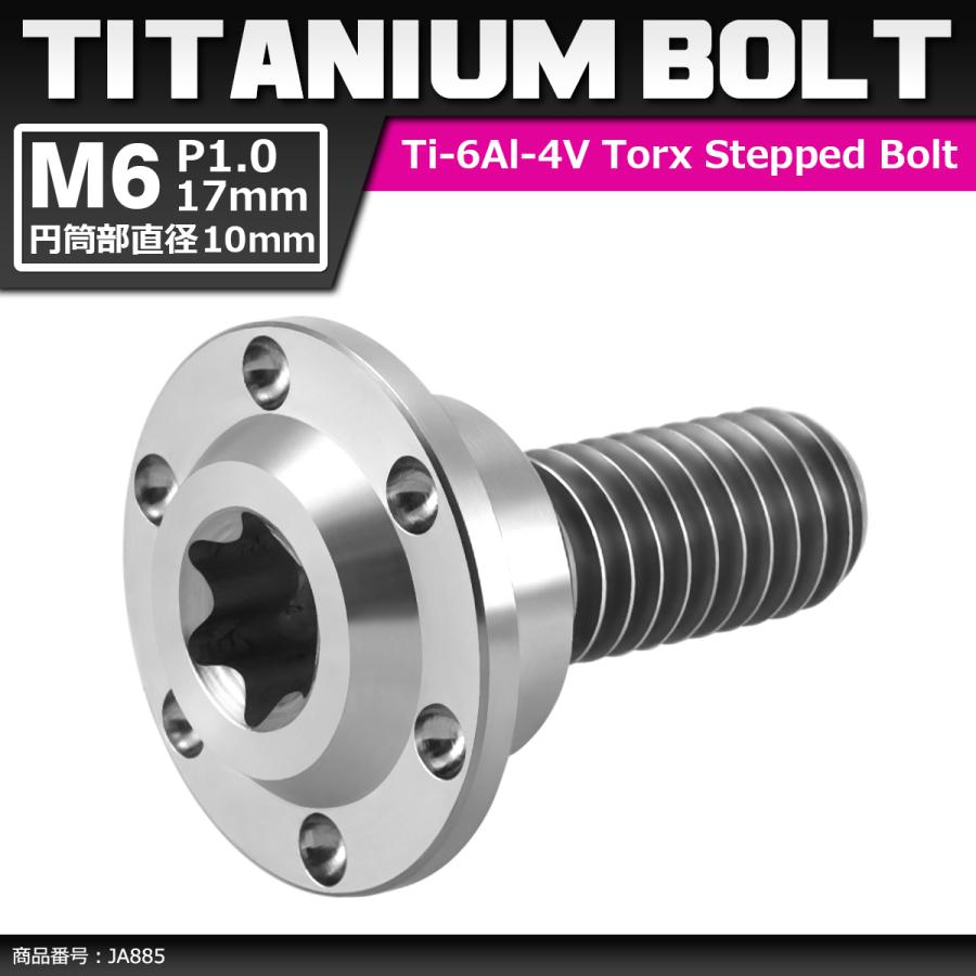 64チタンボルト M6×17mm P1.0 円筒部直径10mm 段付きボルト トルクス穴 フランジ付き シルバーカラー 1個 JA885 | ブランド登録なし
