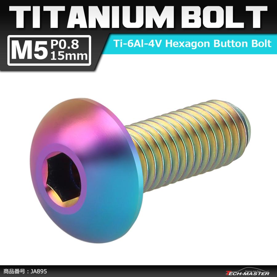 64チタンボルト M5×15mm P0.8 トラスヘッド 六角穴付き 焼きチタンカラー ライトカラー 1個 JA895