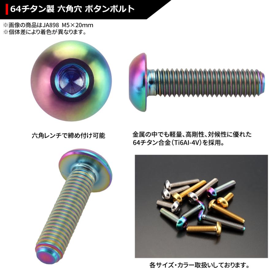 64チタンボルト M5×20mm P0.8 トラスヘッド 六角穴付き 焼きチタンカラー ライトカラー 1個 JA898 | ブランド登録なし | 02