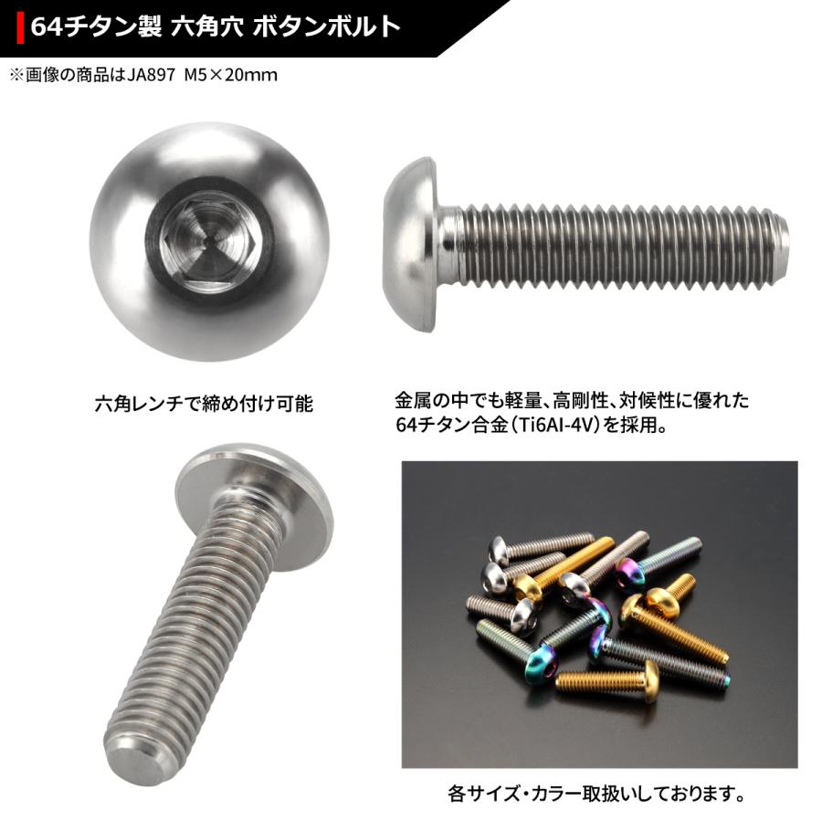 64チタンボルト M5×25mm P0.8 トラスヘッド 六角穴付き シルバーカラー 1個 JA900 | ブランド登録なし | 02