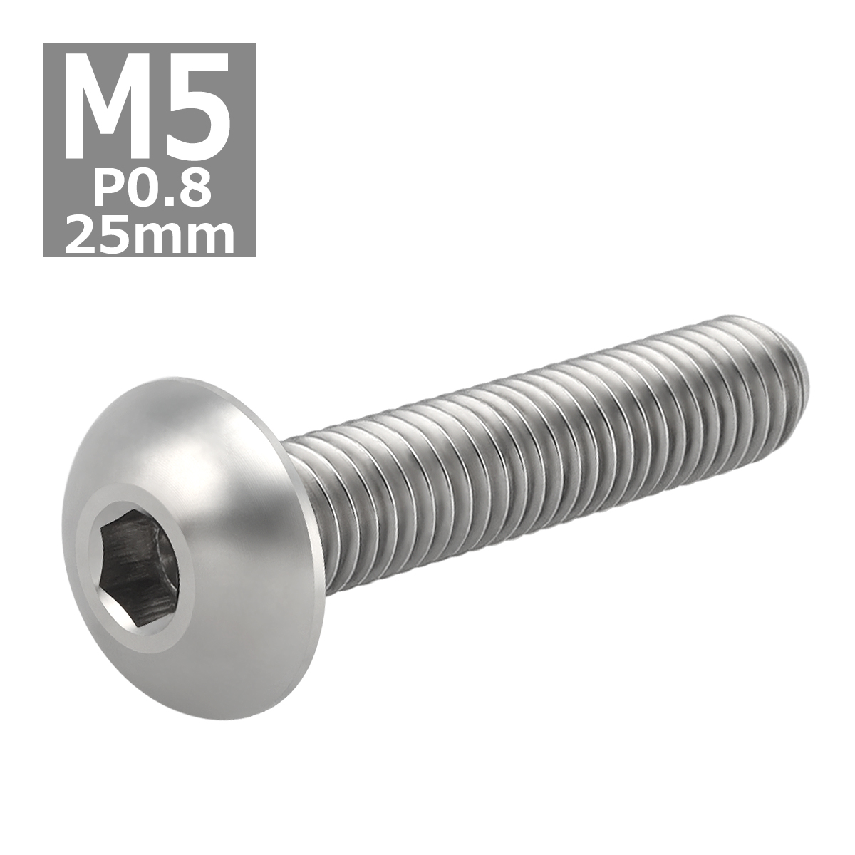 64チタンボルト M5×25mm P0.8 トラスヘッド 六角穴付き シルバーカラー 1個 JA900 | ブランド登録なし | 03