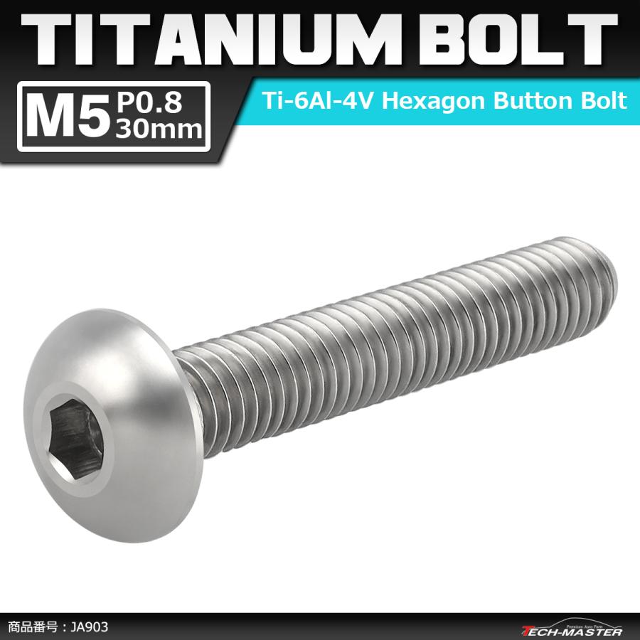 64チタンボルト M5×30mm P0.8 トラスヘッド 六角穴付き シルバーカラー 1個 JA903 | ブランド登録なし