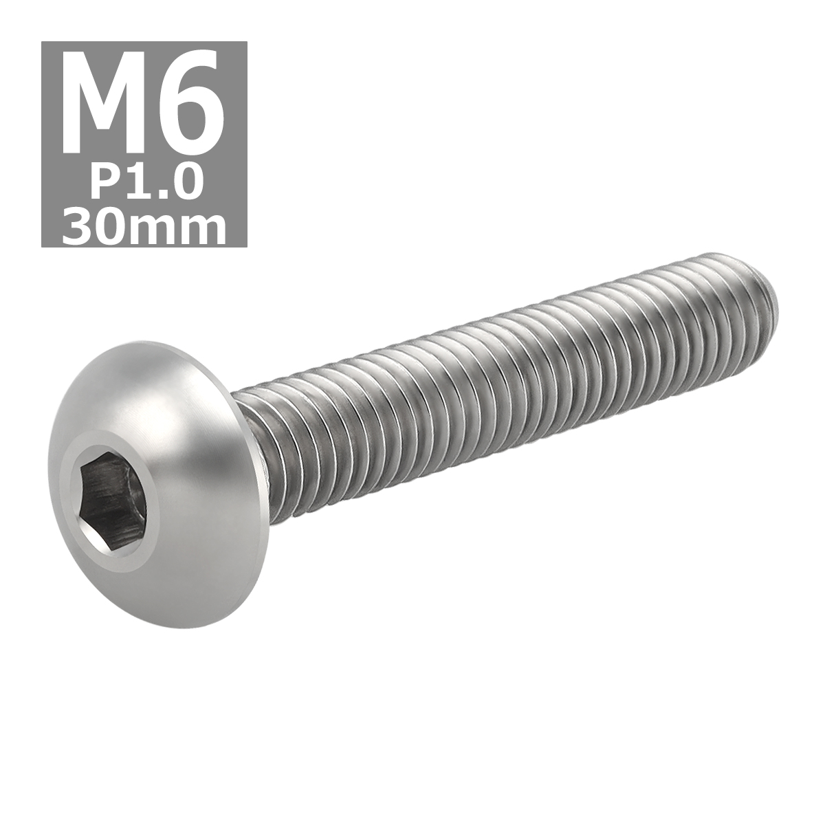 64チタンボルト M6×30mm P1.0 トラスヘッド 六角穴付き シルバーカラー 1個 JA918 | ブランド登録なし | 03