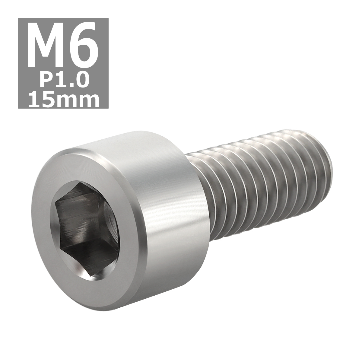 64チタンボルト M6×15mm P1.0 スリムヘッド キャップボルト 六角穴付き シルバーカラー 1個 JA924 | ブランド登録なし | 03