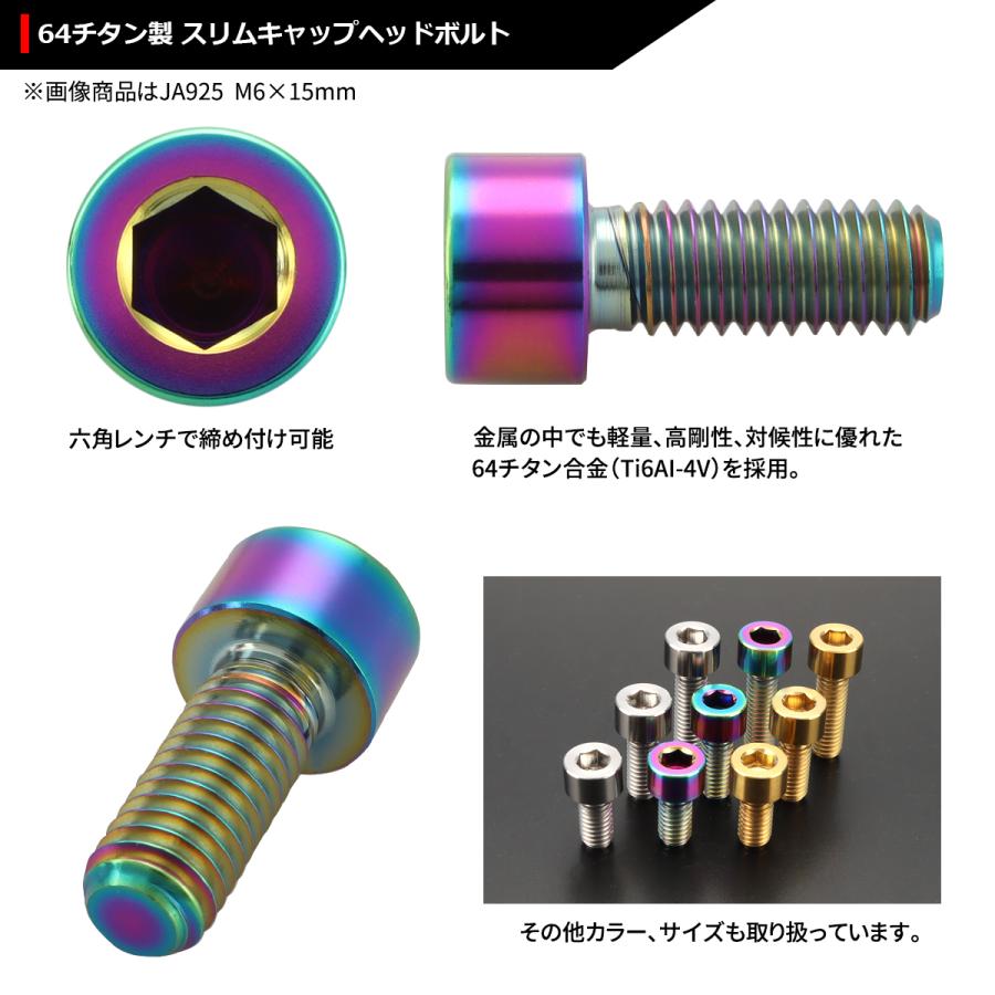 64チタンボルト M6×20mm P1.0 スリムヘッド キャップボルト 六角穴付き 焼きチタンカラー 1個 JA928 | ブランド登録なし | 02