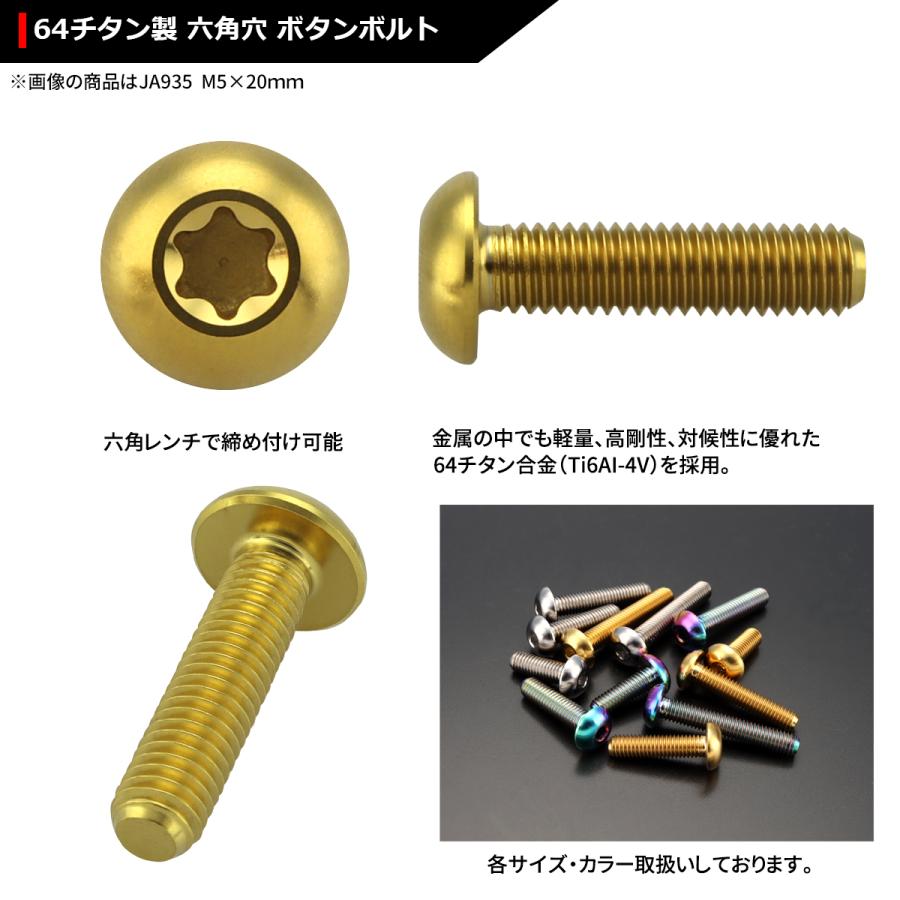 64チタンボルト M5×15mm P0.8 トラスヘッド トルクス穴付き ゴールドカラー 1個 JA932 | ブランド登録なし | 02