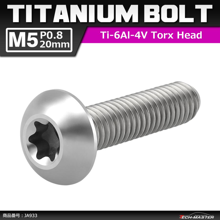 64チタンボルト M5×20mm P0.8 トラスヘッド トルクス穴付き シルバーカラー 1個 JA933 | ブランド登録なし