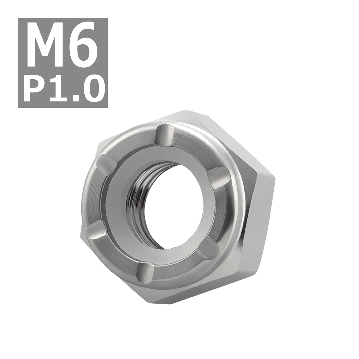 64チタンナット M6 P1.0 六角ナット ナイロンナット ゆるみ止め内蔵 シルバーカラー 1個 JA944 | ブランド登録なし | 03