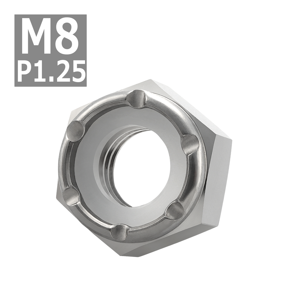 64チタンナット M8 P1.25 六角ナット ナイロンナット ゆるみ止め内蔵 シルバーカラー 1個 JA945 | ブランド登録なし | 03
