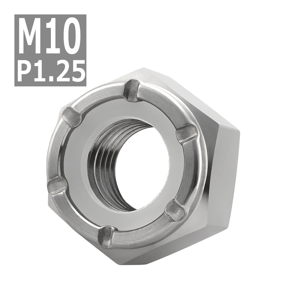 64チタンナット M10 P1.25 六角ナット ナイロンナット ゆるみ止め内蔵 シルバーカラー 1個 JA946 | ブランド登録なし | 03