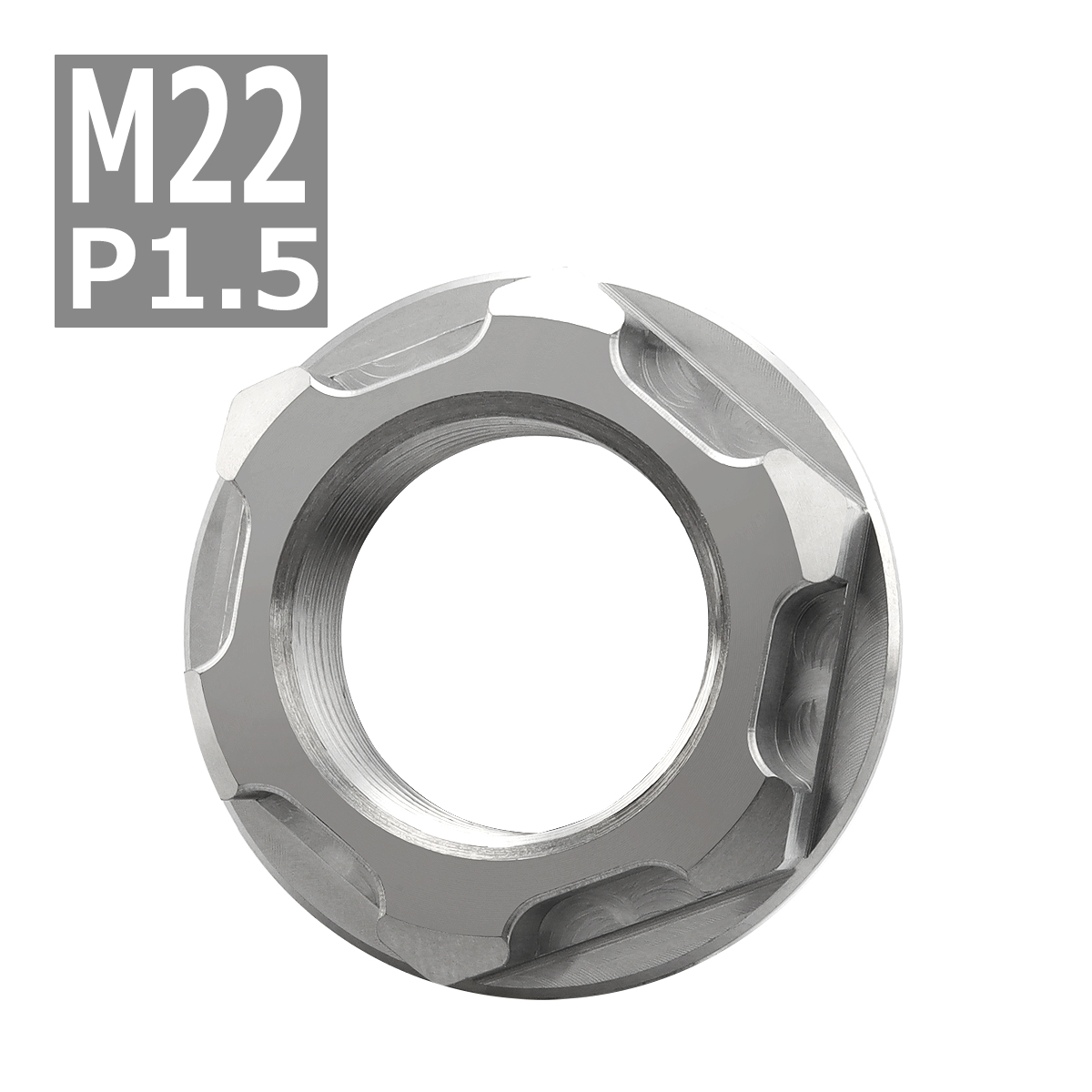 64チタンナット M22 P1.5 六角ナット アクスルナット フランジ付き シルバーカラー 1個 JA956 | ブランド登録なし | 03