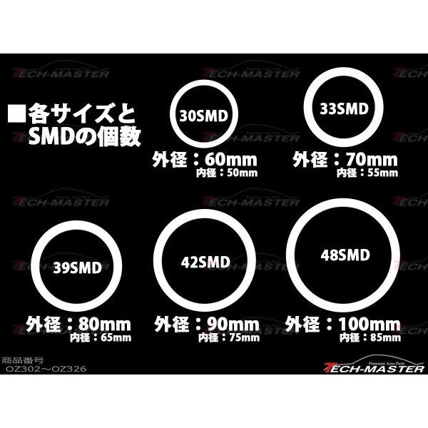 防水 LED イカリング ホワイト 外径90mm SMD LED OZ305｜tech｜04