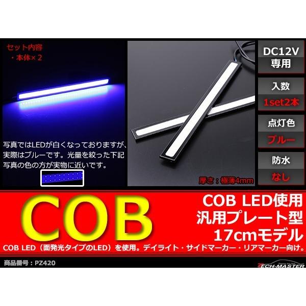 12V 汎用 面COB LED プレート型 17cm 超薄型厚さ4mm ブルー PZ420