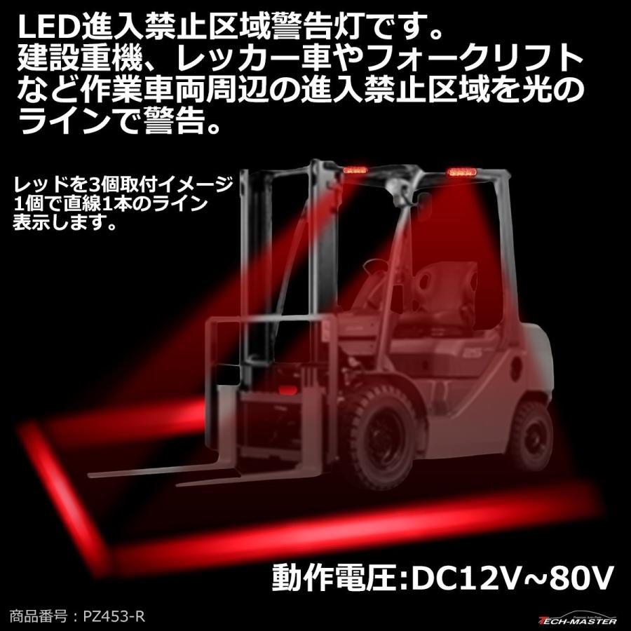 フォークリフト 警告灯 LED 進入禁止区域 レッド ゾーン ビームライト