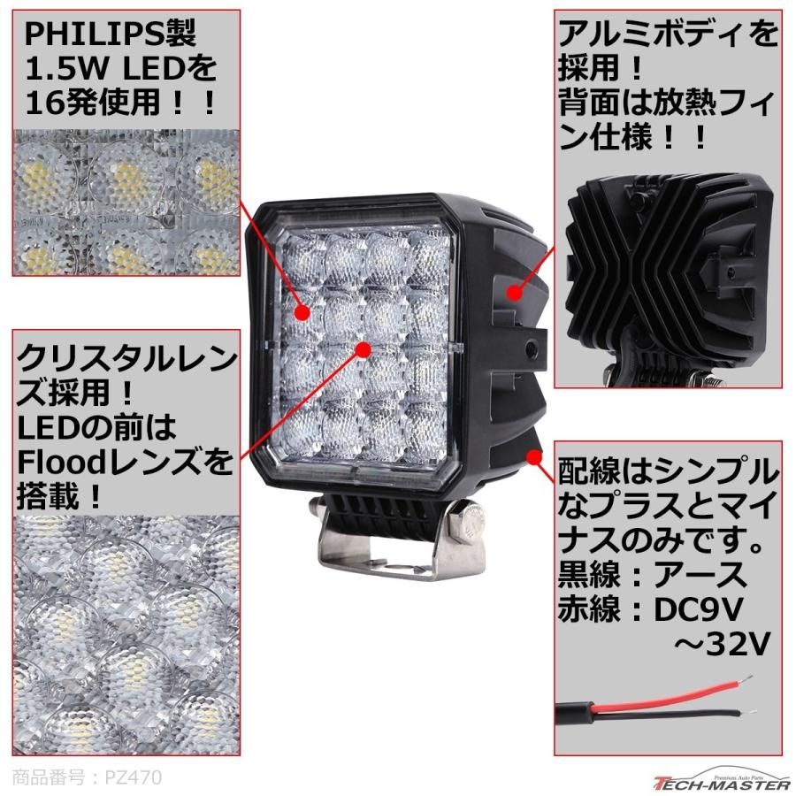 24W ミニLED投光器 作業灯 照射60度 DC12V/24V 屋外 防水 防災 フォグランプ 汎用 PZ470 | ブランド登録なし | 02