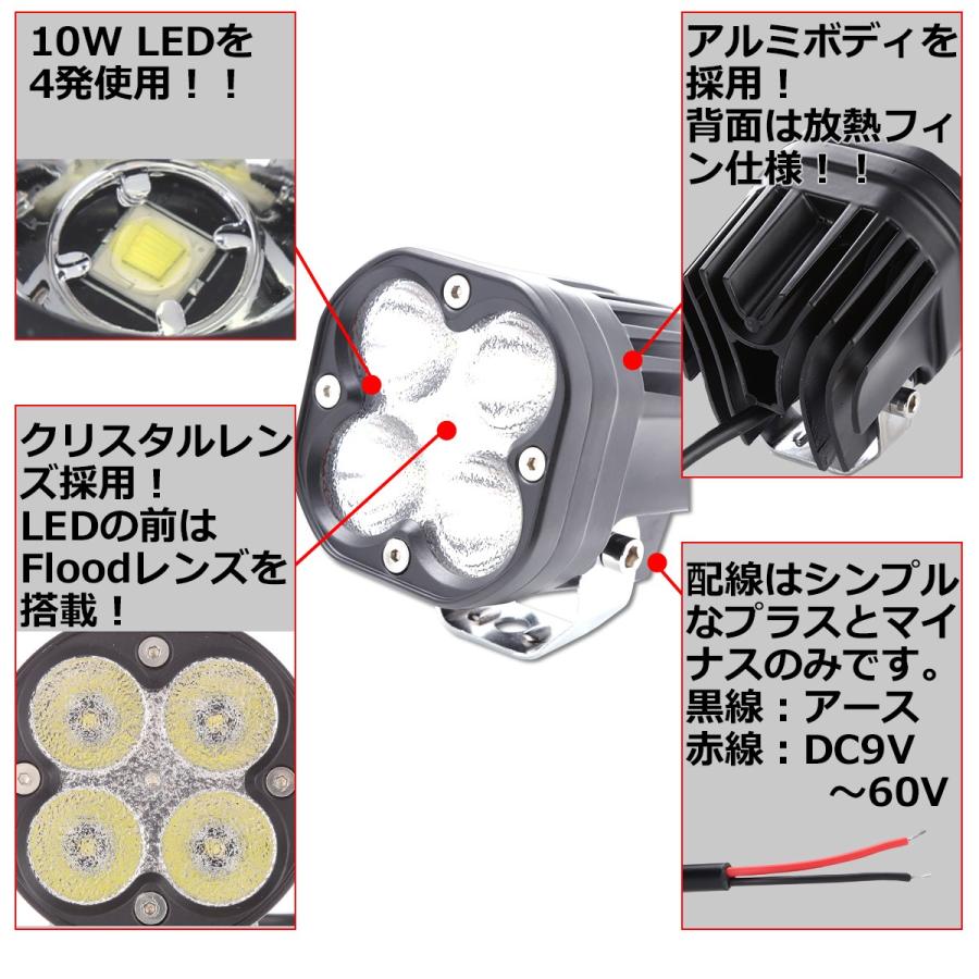 40W ミニLED投光器 作業灯 照射60度 DC12V/24V/48V 屋外 防水 防災 フォグランプ 汎用 PZ472 | ブランド登録なし | 02