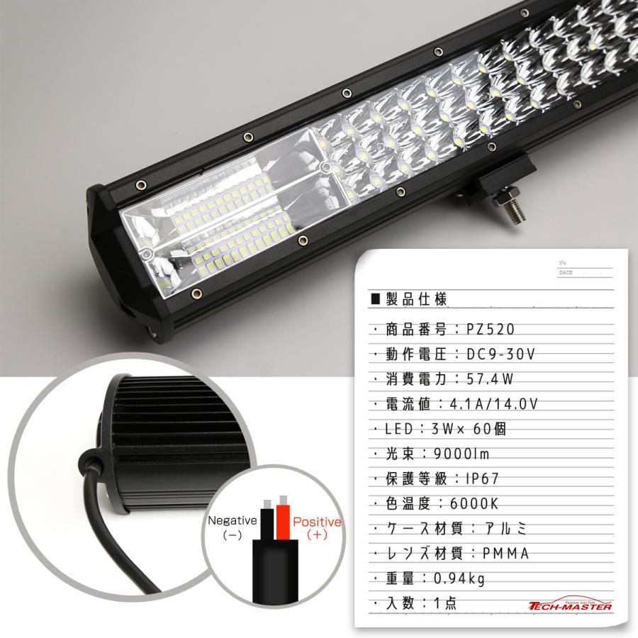 LED ライトバー ハイパーコンボ 12インチ 9000lm 作業灯 12V 24V ワークライト TRI-ROW 防水 IP67 PZ520 | ブランド登録なし | 04