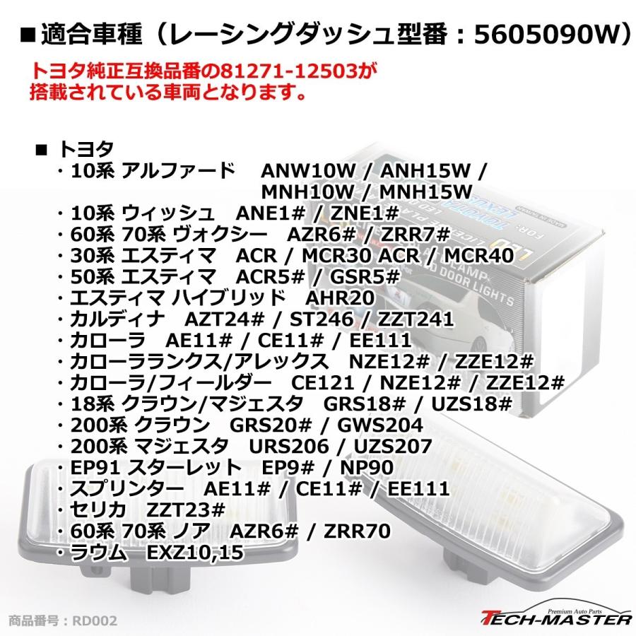 レーシングダッシュ 5605090W LEDライセンスランプ トヨタ 純正互換品番81271-12503 RD002 | トヨタ | 06
