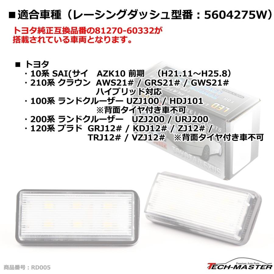 レーシングダッシュ 5604275W LEDライセンスランプ トヨタ 純正互換品番81270-60332 RD005 | トヨタ | 06