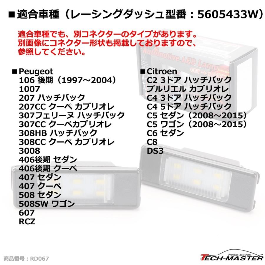 レーシングダッシュ 5605433W LEDライセンスランプ プジョー シトロエン RD067 | PEUGEOT | 06