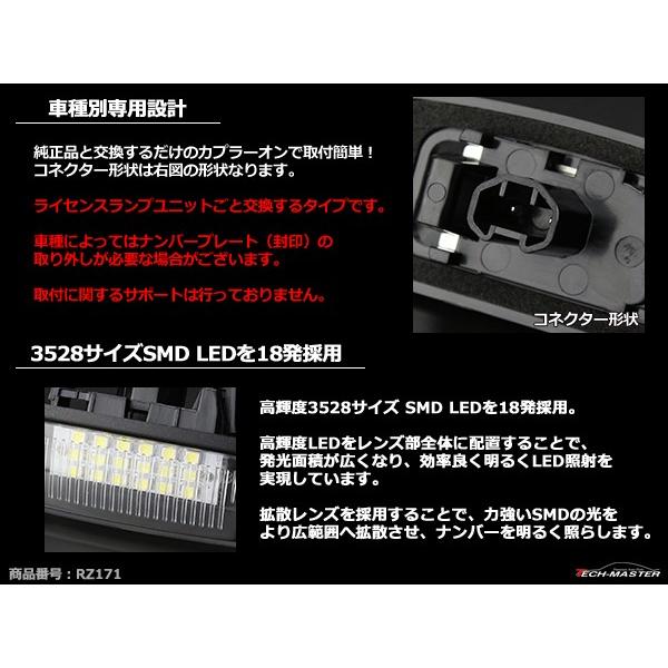 LED ライセンスランプ 10系 アルファード 180系 200系 クラウン マジェスタ ナンバー灯 トヨタ 互換品 81271-12503 RZ171 | トヨタ | 02