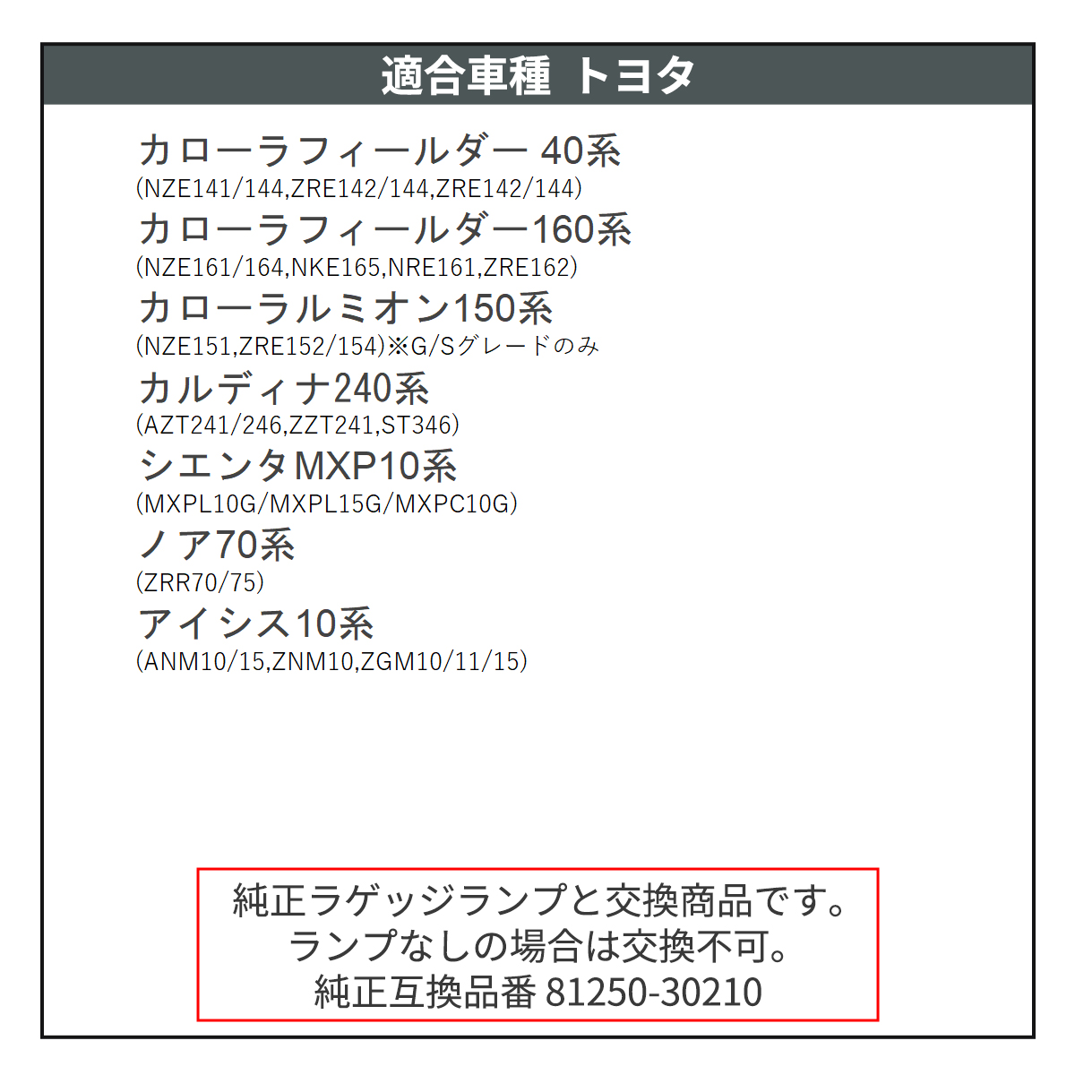 トヨタ ラゲッジランプ アルファード 20系 30系 ヴェルファイア 等 DC12V ホワイト RZ379 | トヨタ | 05