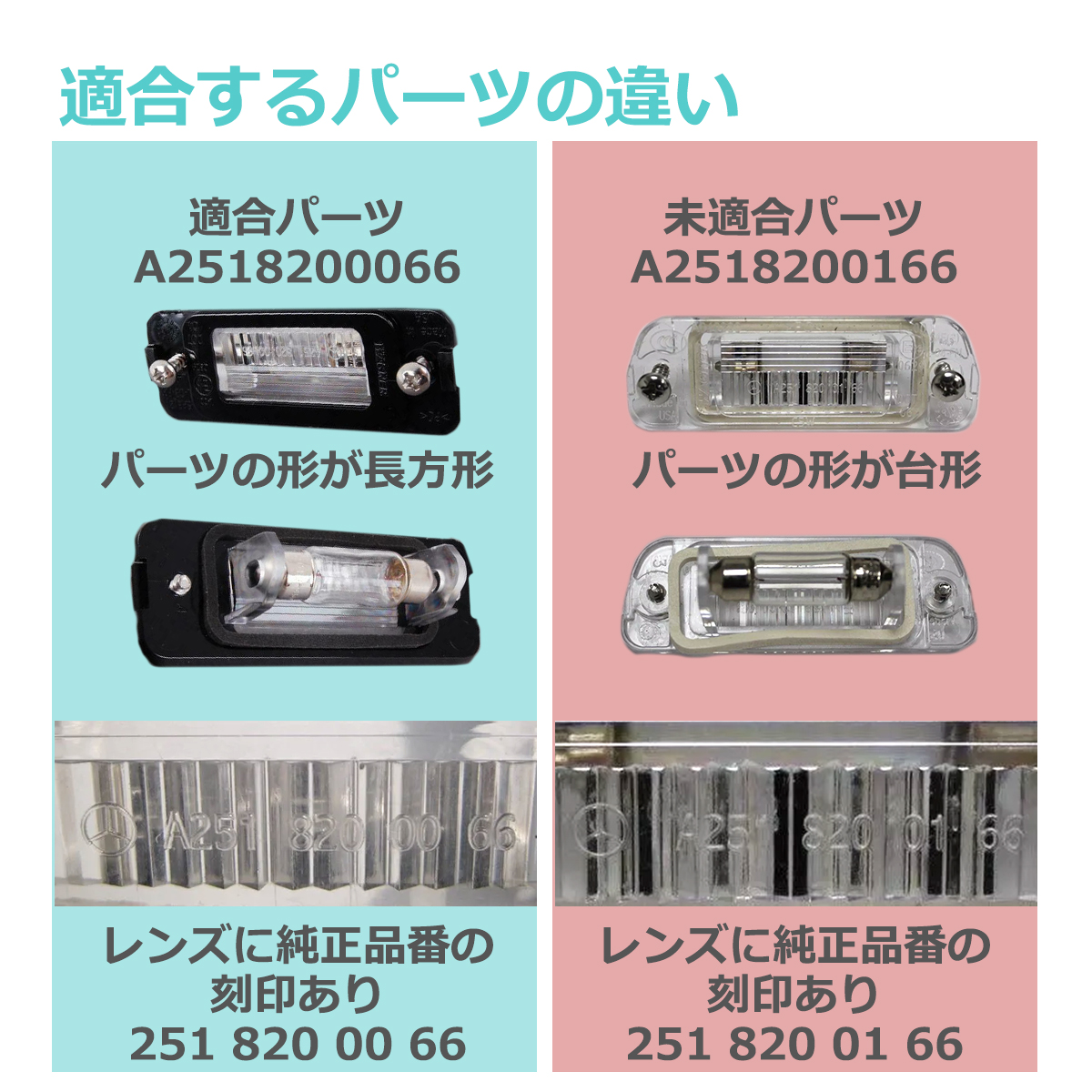 LED ライセンスランプ W164 X164 W251 ナンバー灯 ベンツ 互換品番 A2518200066 RZ465 | Mercedes-Benz | 05