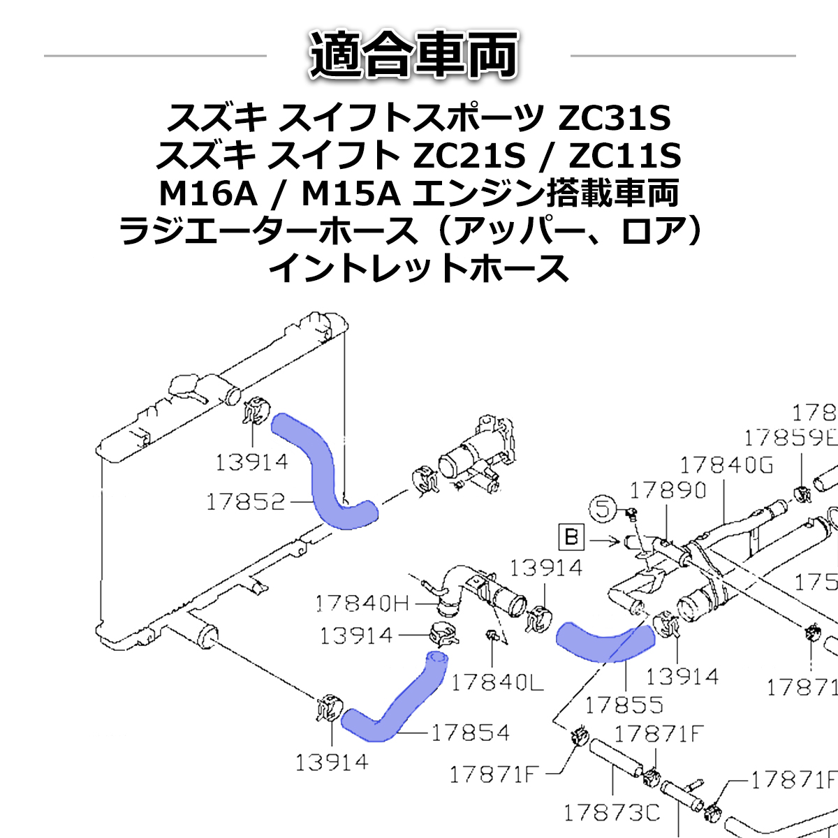 ZC31S スイフトスポーツ ラジエーターホース ZC21S ZC11S スイフト ラジエターホース SZ118 | スイフト | 02