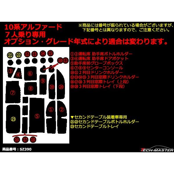 アルファード 10系 ドアポケットマット 23点セット 滑り止め ラバーマット インテリア 防水 水洗い 内装 パーツ キズ防止 | アルファード | 08