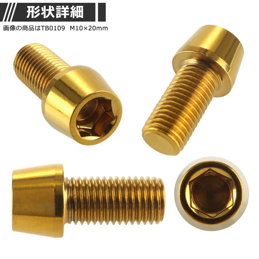 キャップボルト M10×25mm P1.25 テーパーヘッド ステンレス ゴールドカラー 1個 TB0110 | ブランド登録なし | 01
