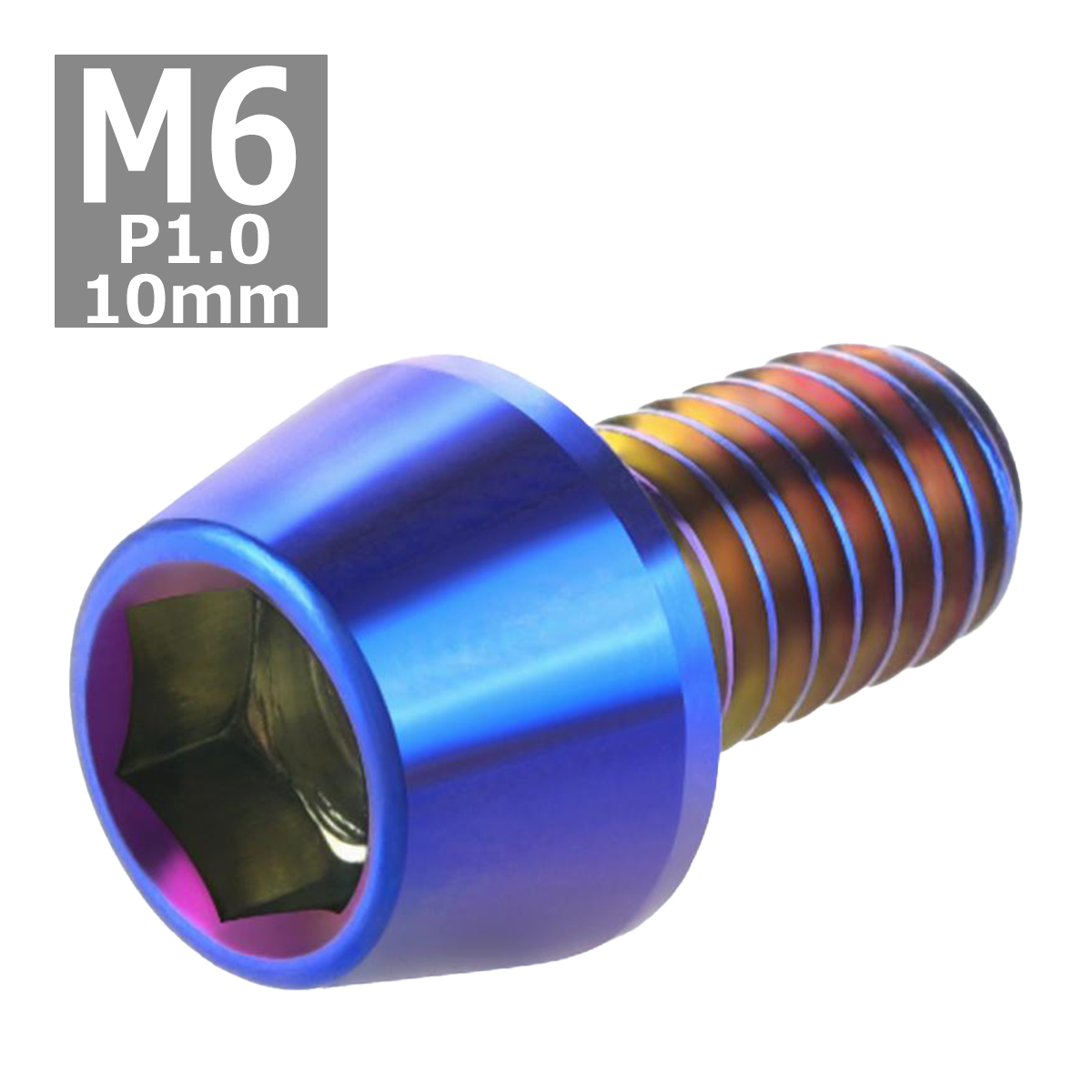 キャップボルト M6×10mm P1.0 テーパーヘッド ステンレス 焼きチタンカラー 1個 TB0129 | ブランド登録なし | 03
