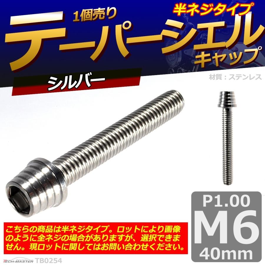 キャップボルト M6×40mm P1.0 テーパーシェル ステンレス シルバー 1個 TB0254 | ブランド登録なし | 01
