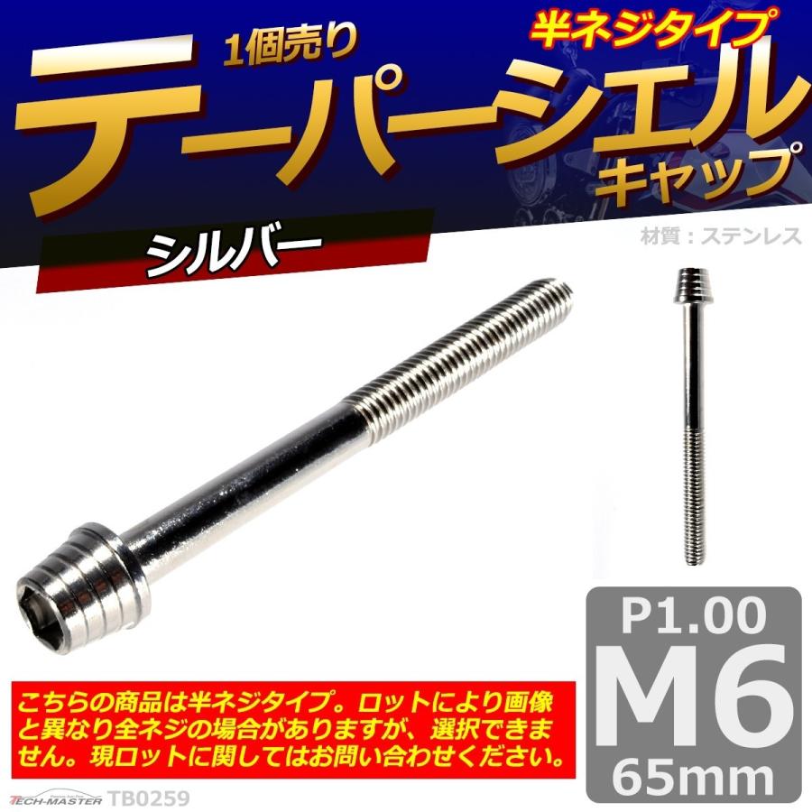 キャップボルト M6×65mm P1.0 テーパーシェル ステンレス シルバー 1個 TB0259 | ブランド登録なし | 01