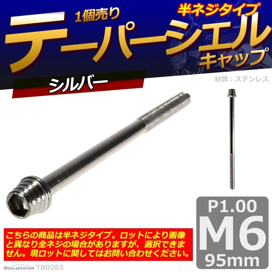 キャップボルト M6×95mm P1.0 テーパーシェル ステンレス シルバー 1個 TB0265 | ブランド登録なし | 01