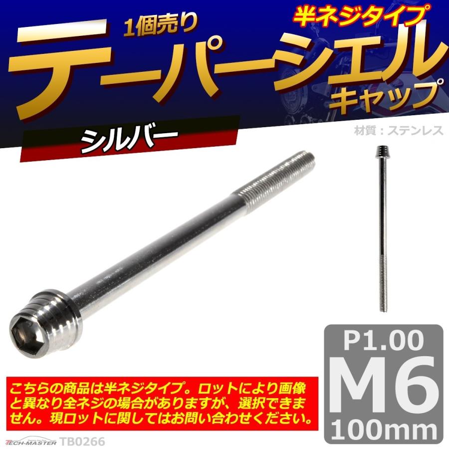 キャップボルト M6×100mm P1.0 テーパーシェル ステンレス シルバー 1個 TB0266 | ブランド登録なし | 01