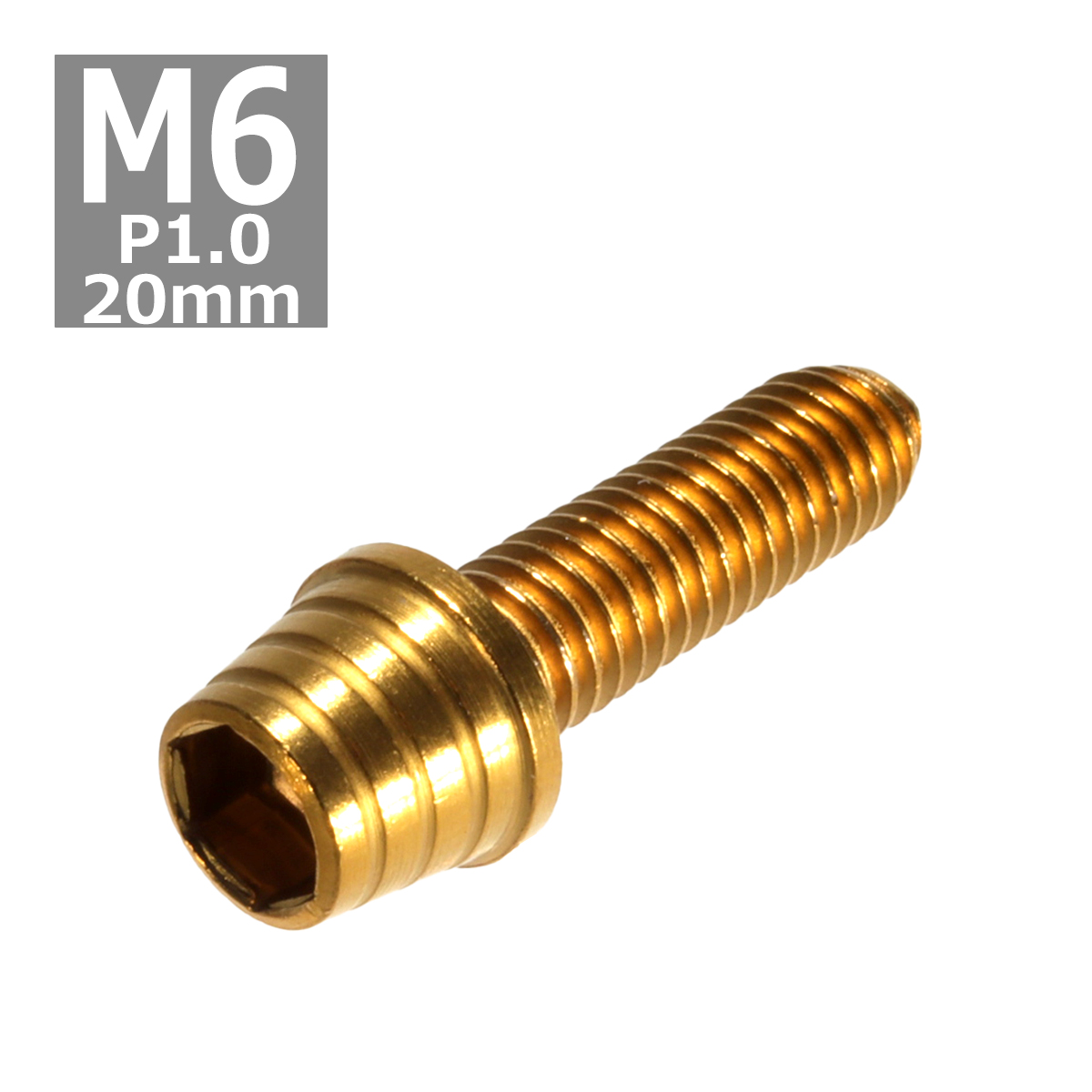 キャップボルト M6×20mm P1.0 テーパーシェル ステンレス ゴールド 1個 TB0309 | ブランド登録なし
