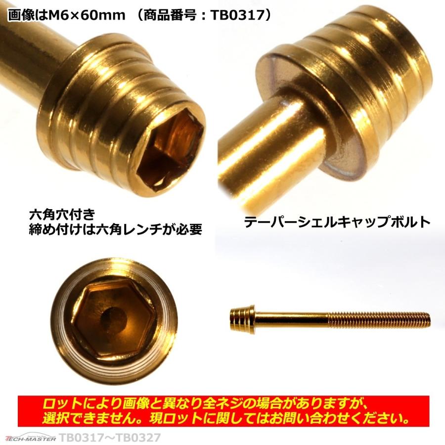 キャップボルト M6×75mm P1.0 テーパーシェル ステンレス ゴールド 1個 TB0320 | ブランド登録なし | 02