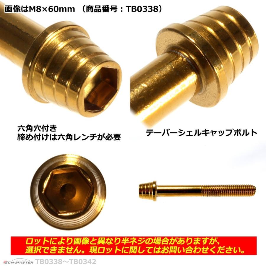 キャップボルト M8×60mm P1.25 テーパーシェル ステンレス ゴールド 1個 TB0338 | ブランド登録なし | 02