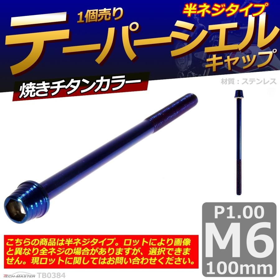 キャップボルト M6×100mm P1.0 テーパーシェル ステンレス 焼きチタンカラー 1個 TB0384 | ブランド登録なし | 01