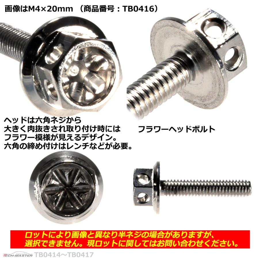 六角ボルト M4×20mm P0.7 フラワーヘッド ステンレス シルバー 1