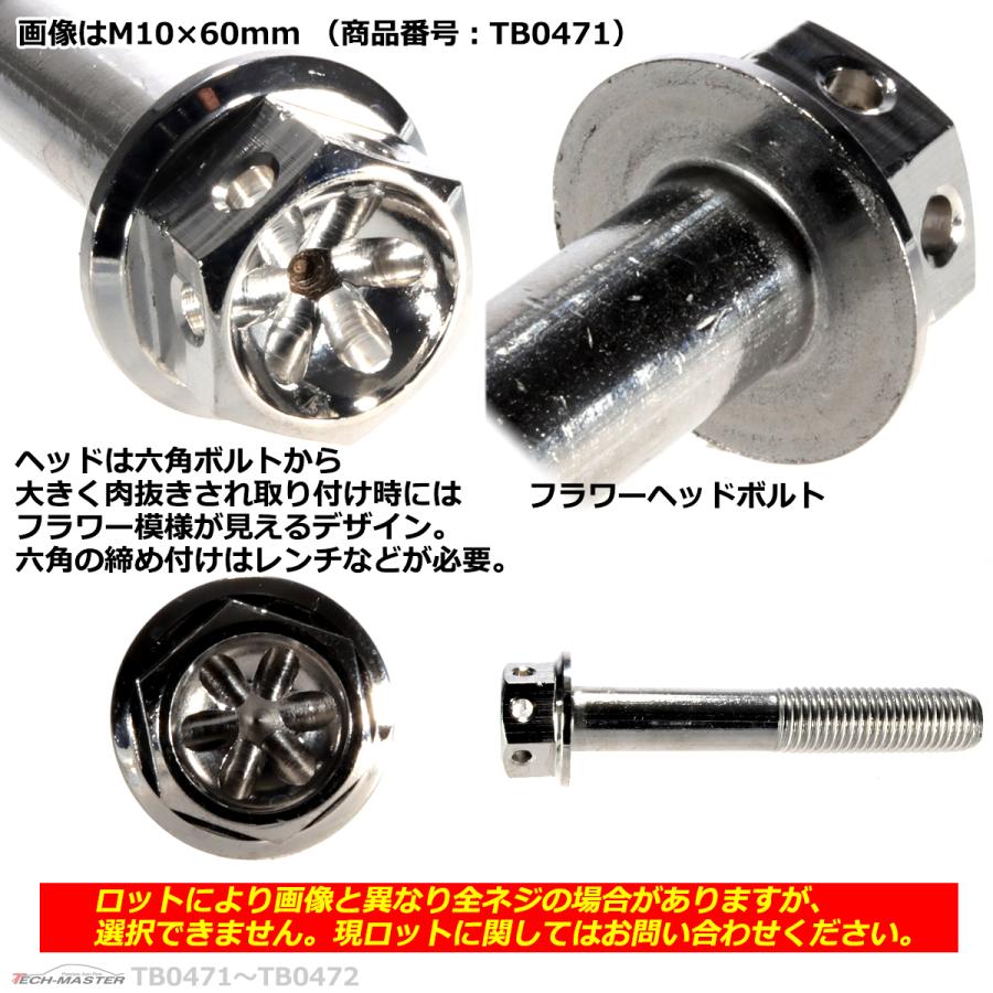 六角ボルト M10×65mm P1.25 フラワーヘッド ステンレス シルバー 1個 TB0472 | ブランド登録なし | 02