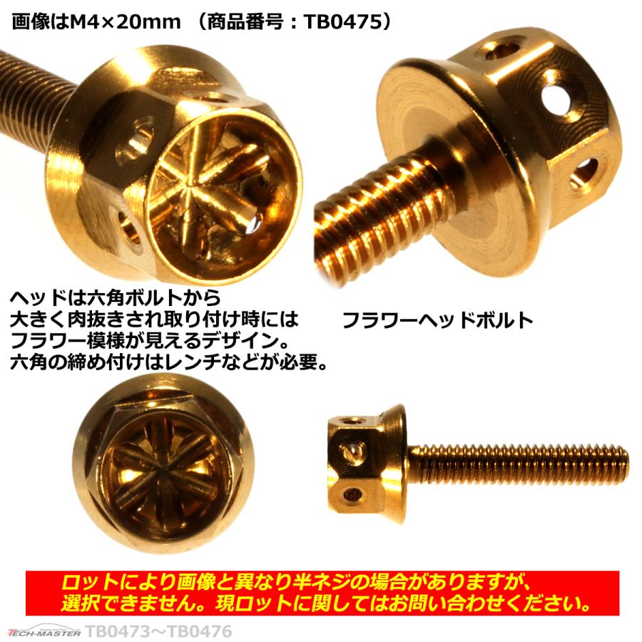 六角ボルト M4×15mm P0.7 フラワーヘッド ステンレス ゴールド 1個 TB0474 | ブランド登録なし | 02