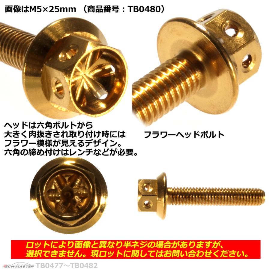 六角ボルト M5×25mm P0.8 フラワーヘッド ステンレス ゴールド 1個 TB0480 | ブランド登録なし | 02