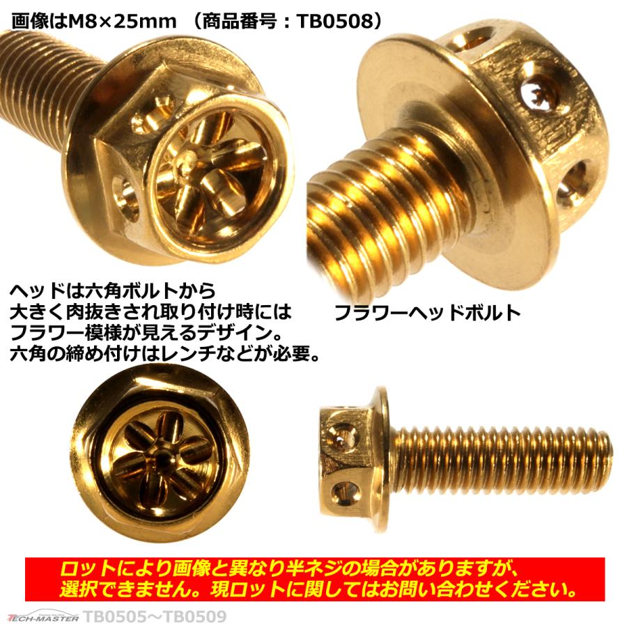 六角ボルト M8×30mm P1.25 フラワーヘッド ステンレス ゴールド 1個 TB0509 | ブランド登録なし | 02