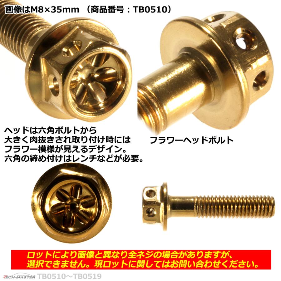 六角ボルト M8×40mm P1.25 フラワーヘッド ステンレス ゴールド 1個 TB0511 | ブランド登録なし | 02