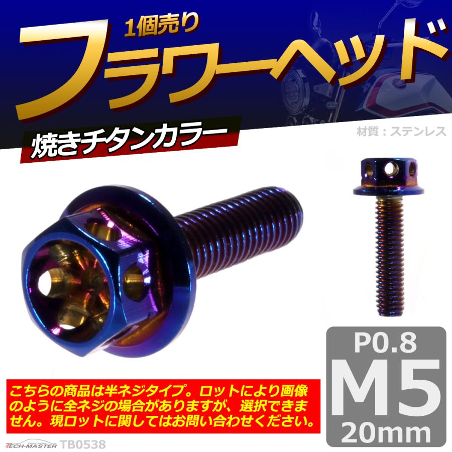 六角ボルト M5×20mm P0.8 フラワーヘッド ステンレス 焼きチタンカラー 1個 TB0538 | ブランド登録なし | 01