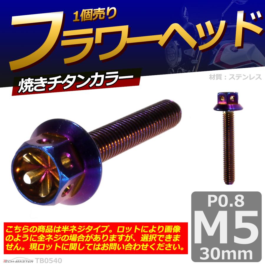 六角ボルト M5×30mm P0.8 フラワーヘッド ステンレス 焼きチタンカラー 1個 TB0540 | ブランド登録なし | 01
