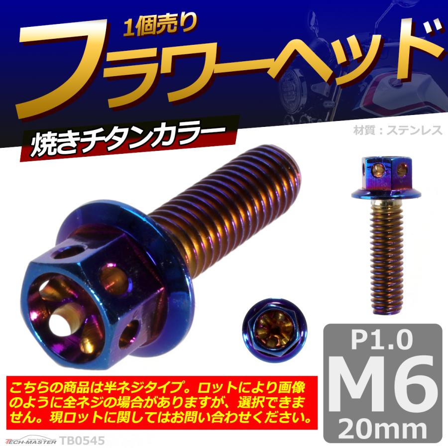 六角ボルト M6×20mm P1.0 フラワーヘッド ステンレス 焼きチタンカラー 1個 TB0545 | ブランド登録なし | 01
