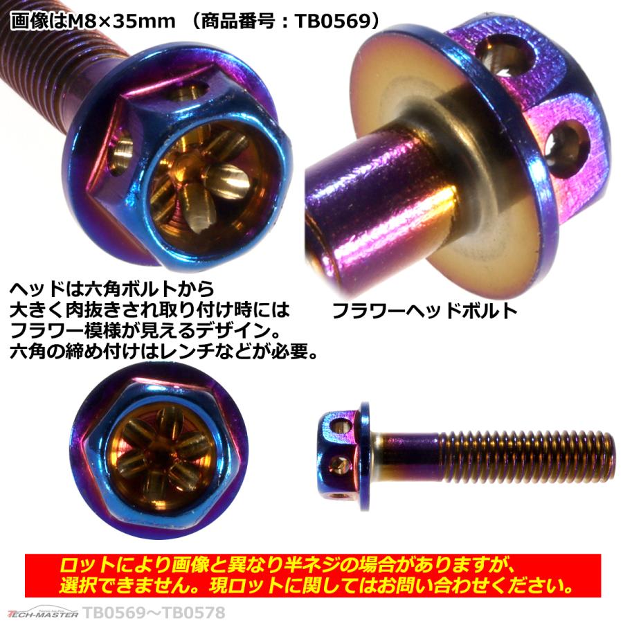 六角ボルト M8×35mm P1.25 フラワーヘッド ステンレス 焼きチタン 